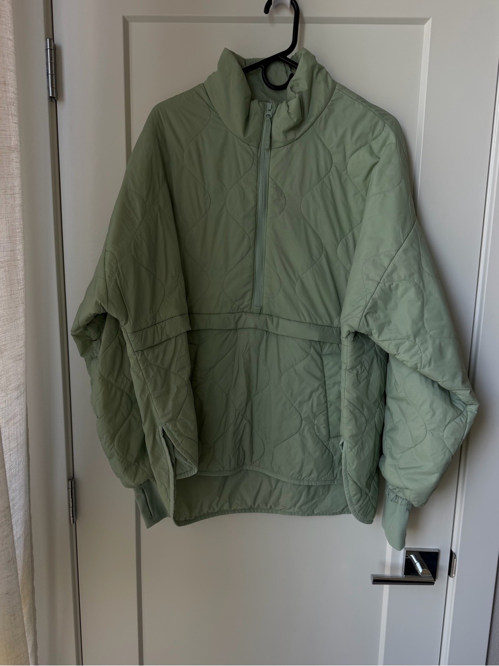 Old Navy Light Sage Quilted Half-Zip Jacket
